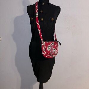 Vera Bradley Red Floral Quilted Crossbody Bag